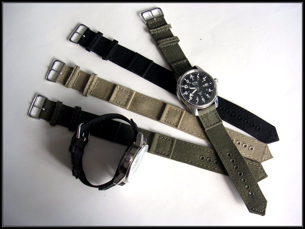 18 Green Canvas WWII 1pc Military watch band Vintage Army MoD nato utc